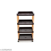 Brown and cream multi-purpose storage organizer, 4 layers for kitchen & office use with wheels